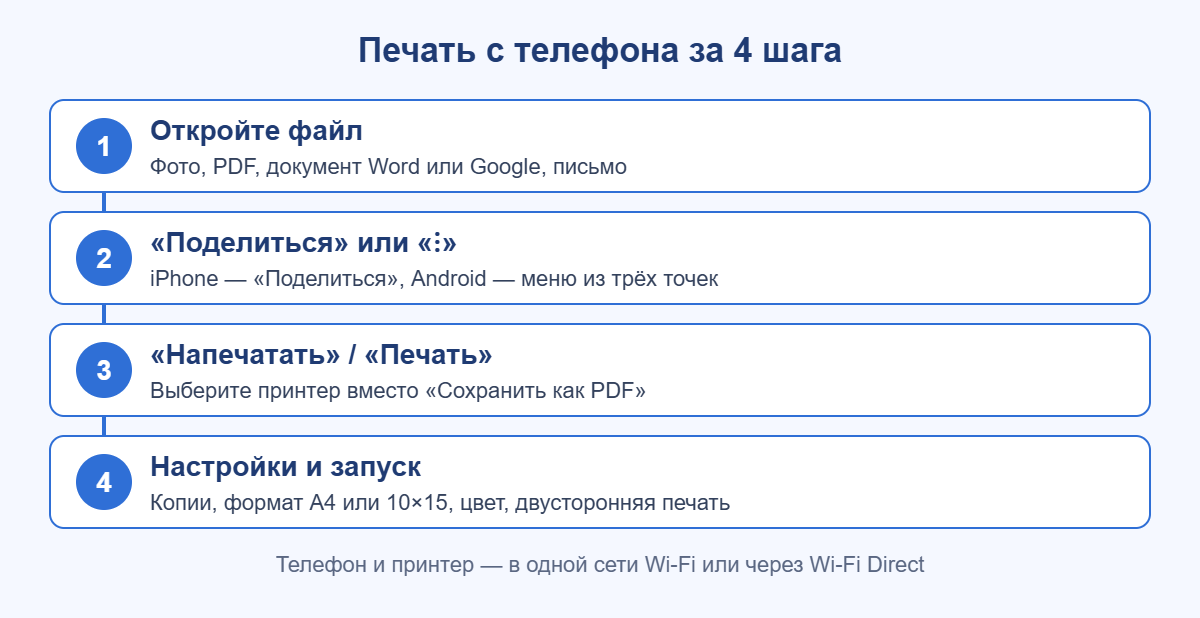 Как распечатать с телефона: путь к кнопке печати на iPhone и Android